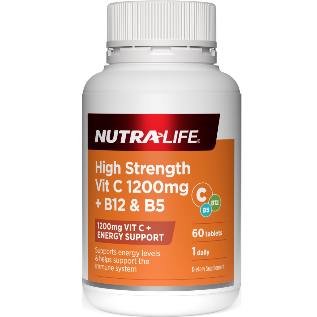 Nutra-Life High Strength Vit C 1200mg + B12 & B5 Tablets 60