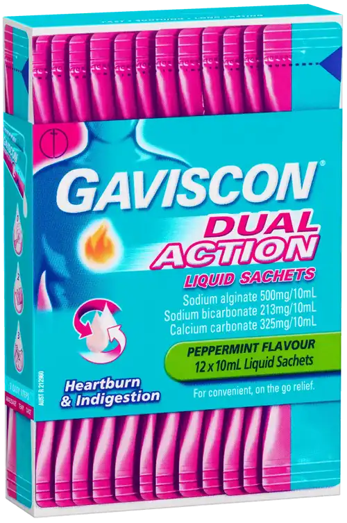 Gaviscon Dual Action Liquid Peppermint Sachets 12