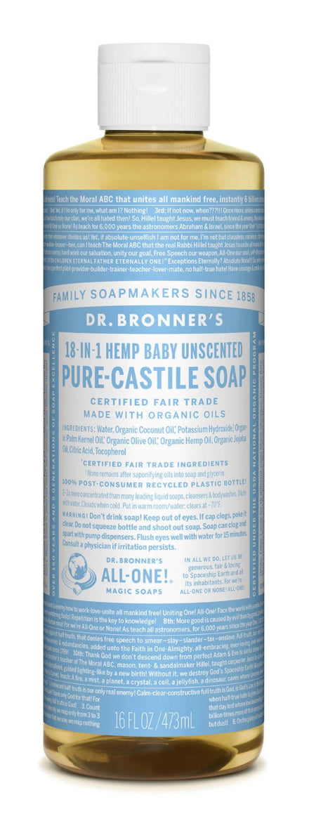 Antibacterial Castile Soap 16oz - Unscented - LandL Soap